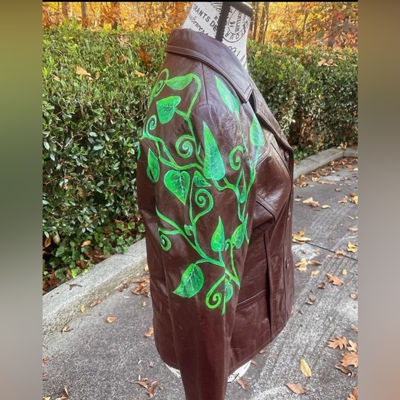 Custom Painted Leather Jacket NWT - Picture 2 of 4
